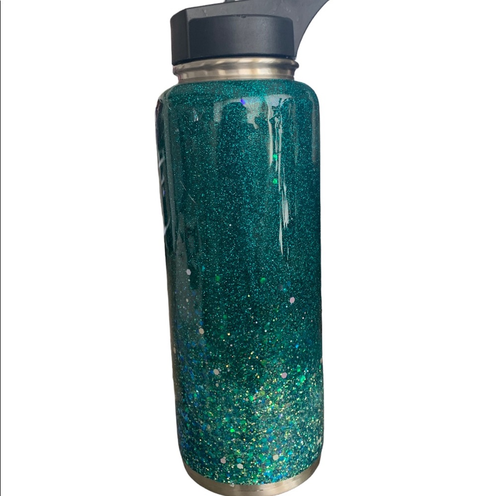 Hogg 32 oz straw water bottle with glitter wrap